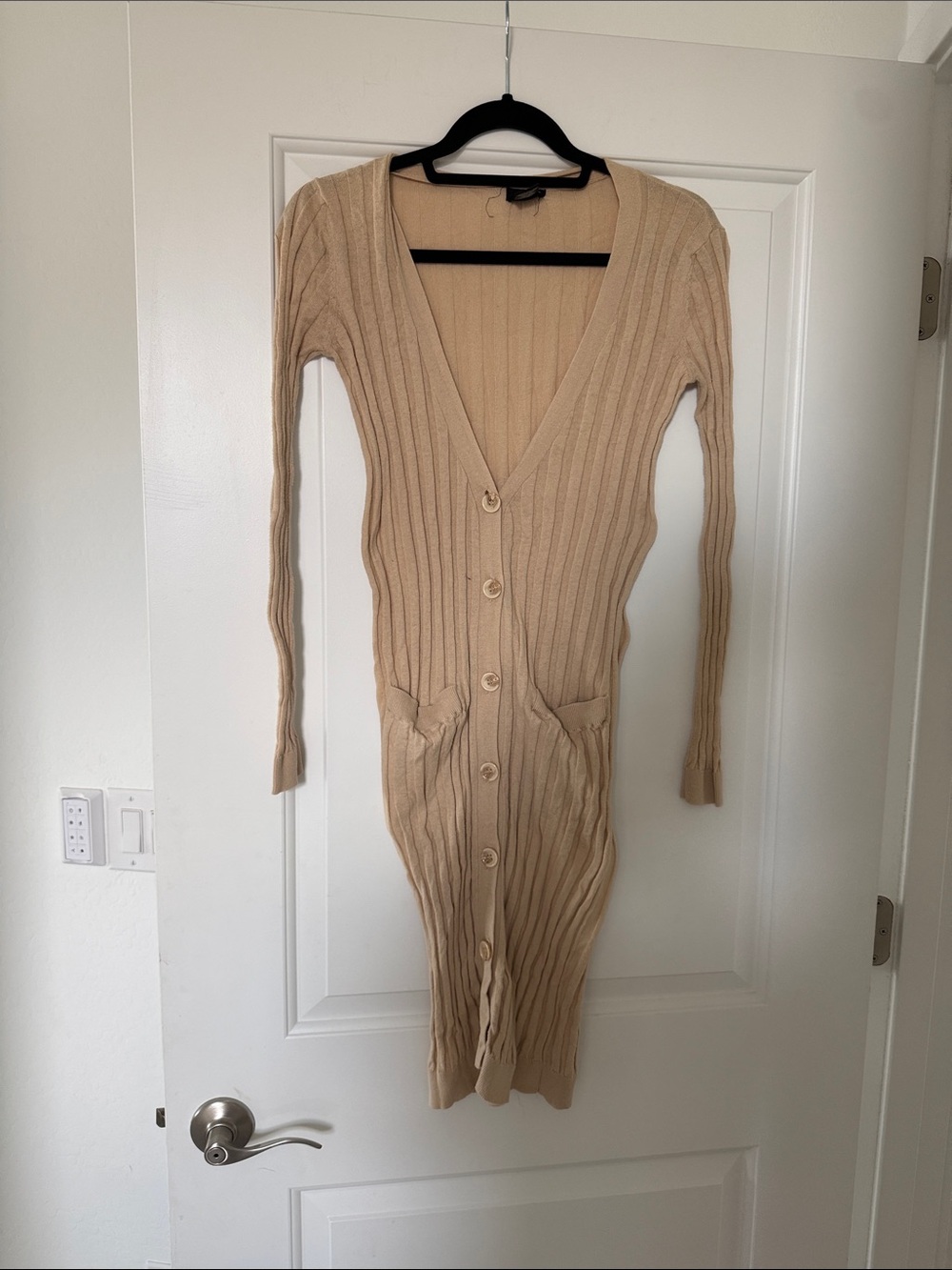 Wet Seal Beige Knit Button-Up cardigan